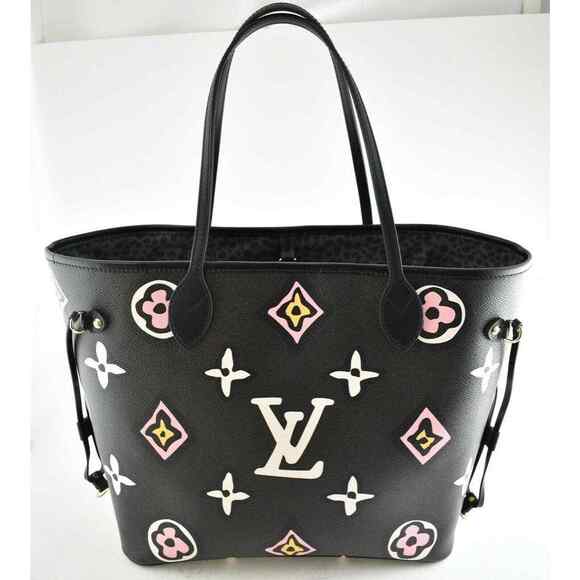 Louis Vuitton Neverfull MM Wild At Heart Black White Tote Handle Shoulder Bag - Picture 8 of 13